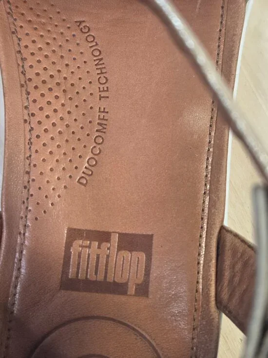 FitFlop Cova Closed Toe Metallic Gold Leather Sandals Women US 7 - Picture 9 of 14